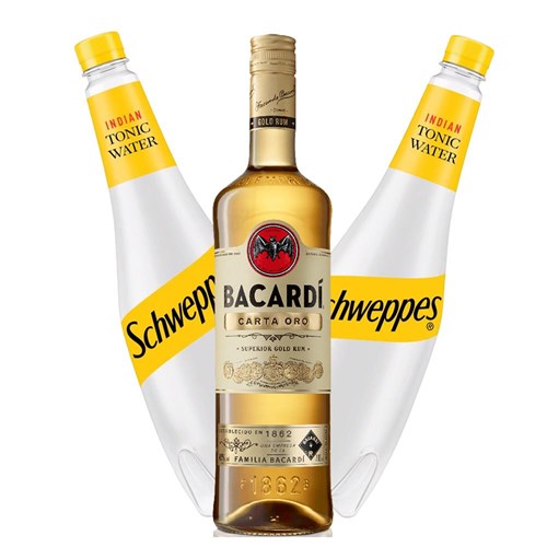 Bacardi Carta Oro Superior Gold Rum with Tonic Mixer